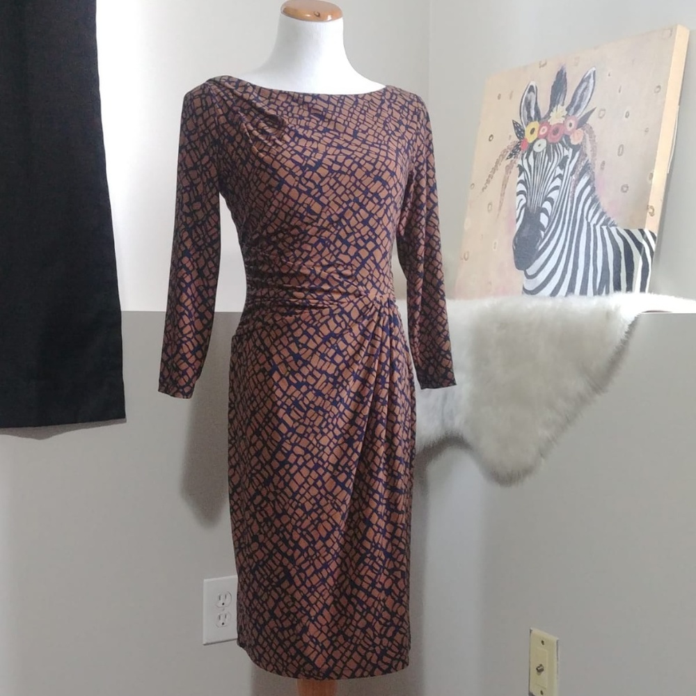 LAUREN by Ralph Lauren Tan/Navy Dress
